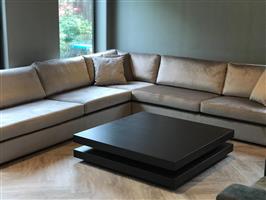 Velours hoekbank op maat 275cmx200cm