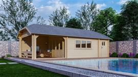Tuinhuis Wolfkap: W4x4+3A: 410 x 870 x 375 (h) cm