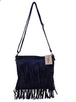 Back to the Sixties Suede Franje tas (donkerblauw)