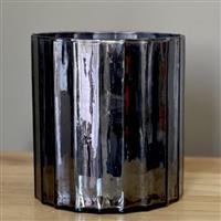 PTMD waxinelicht - geolied zwart glas - 15cm - vaas -