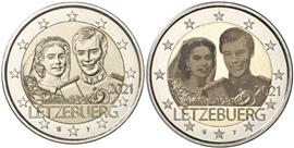 Luxemburg 2 Euro 2021 40 Jaar Huwelijk Henri Foto + Reliëf Variant