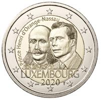 Luxemburg 2 Euro 2020 Prins Hendrik met Muntteken UNC