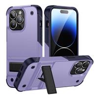 iPhone 16 Pro Armor Hoesje met Kickstand - Shockproof Cover Case - Paars