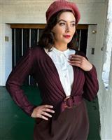 The House Of Foxy, Datemaker Cardigan in Eggplant.