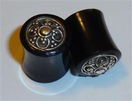 Stretcher Plug Hoorn Ingelegd met Zilver 8 mm.