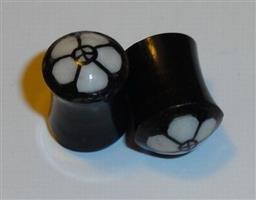 Stretcher Plug Hoorn Ingelegd met Bloem Motief 8 mm.