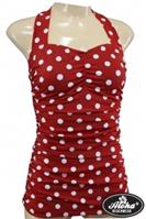 Aloha Beachwear, Vintage Pinup Badpak Red Polkadot.