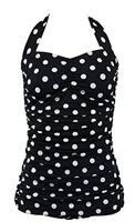 Aloha Beachwear, Vintage Pinup Badpak Black Polkadot.