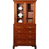 Antieke kast / Boekenkast / Servieskast in mahonie ca. 1880 met oud glas en laden in de onderkast (N