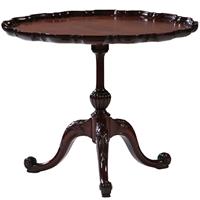 Antieke bijzettafel / Wijntafel / salontafelhoogte ca. 1870 rond en sterk geschulpt (No.792916)