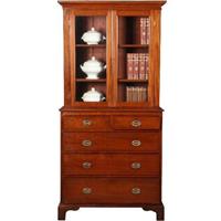 Antieke kast / Boekenkast / Servieskast in mahonie ca. 1880 met oud glas en laden in de onderkast (N