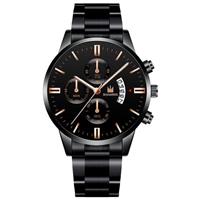 Luxe zakelijk horloge voor heren - Quartz roestvrijstalen band Datumkalender met 3 subdials