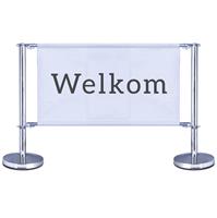 Beurs scherm met banner