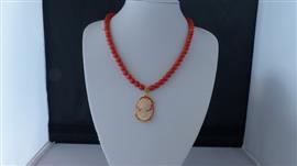 OUD-HOLLANDSE  KORAAL  ketting/oorhanger-set