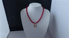 RODE KORAAL ketting/oorhanger-set