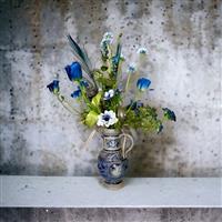 Zijden boeket kunstbloemen - blauw - 55cm