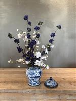 Handbeschilderd Chinees Porseleinen Potje met Deksel – Kunst bloemen - Luxe Decoratie (45 cm Hoog)