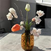 Kunstbloemen - luipaard vaas - compleet