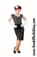 Love Kills, Black and White Polkadot Femme Fatale Top.