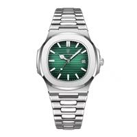 Luxe Zakelijk Horloge voor Heren - Waterdicht Kwarts Uurwerk Roestvrij Staal - Zilver Groen