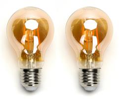 Gloeilamp E27 2 stuks | 8W=65W warmwit | 2200K - amber glas
