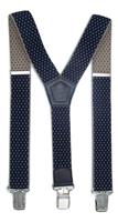 Donkerblauw/Beige Motief Bretels met de sterkste stalen clips