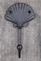 Kapstokhaak schelp, bruin, gietijzer    KH1731c