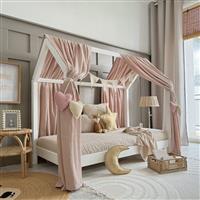 Mousseline effen Klamboe voor Bedhuis type A Vanilla