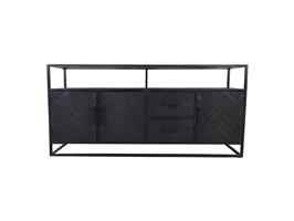 Dressoir Verona | 180 cm| Zwart Mangohout | Visgraat