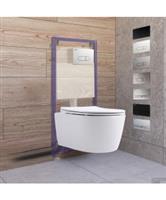 Toiletset Budget 93 Mudo Randloos Met Zitting Mat Wit Met B&W Drukplaat