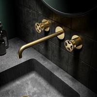 Wastafelmengkraan Hotbath Cobber @Work Inbouw 25 cm 3 Gats Geborsteld Messing PVD (excl. inbouwdeel)