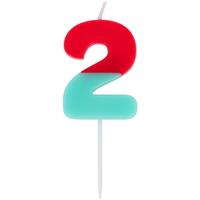 2 Jaar Kaars Rood Blauw 9cm