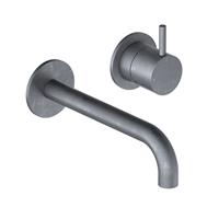 Inbouw Wastafelkraan Hotbath Cobber 18cm Gebogen Uitloop 1-Hendel Verouderd Ijzer