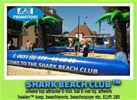 verhuur beachdecoratie haai volleybal boarding