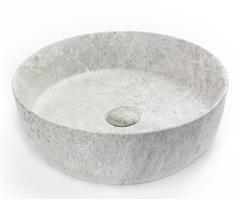 Keramische Waskom Grijs – Marmerlook – Ø39 cm – Inclusief Klikwaste