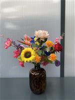 Luxe veldboeket kunst/zijdenbloemen kleurrijk