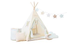 Set XXL Tipi tent Pastel square met accessoires Set XXL: tipi tent, speelmat, 3 kussens, speelgoed
