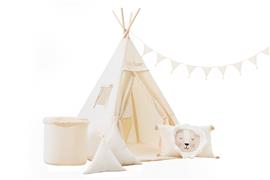 Set XXL Tipi tent Little Roar met accessoires Set XXL: tipi tetn, speelmat, binnenzak, slinger, 3 
