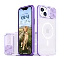 Draadloos Opladen Hoesje voor iPhone 7 Plus - met Camera Slide  -  Bumper Cover voor Magsafe - Paars