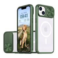 Draadloos Opladen Hoesje voor iPhone 12 Pro - met Camera Slide  -  Bumper Cover voor Magsafe - Groen