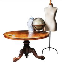 Ronde tilttop Victoriaanse eetkamertafel in wild noten ca 1860 (No.281415)