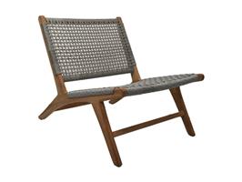 Loungestoel Rio | Met Armleuning | Grijs | Teak & Bananenblad