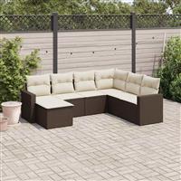 vidaXL 7-delige Loungeset met kussens poly rattan bruin