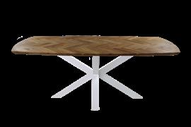 Eettafel Fishbone Danish 180x100x76 cm |Naturel Eiken|Wit Metaal