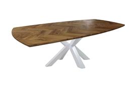 Eettafel Fishbone Danish 200x100x76 cm | Naturel Eiken | Wit Metaal