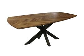 Eettafel Fishbone Elips 240x110x76 cm |Naturel Eiken|Zwart Metaal