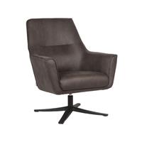 Fauteuil Tod 76x75x90 cm Antraciet Microvezel | Zwart Metaal|360 Graden Draaibaar