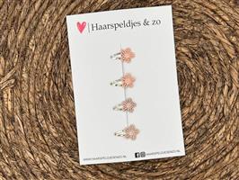 Baby haarspeldjes setje 24 - mini - 2cm groot - voor de eerste lokjes haar - bloemetjes - zachtroze/