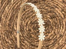 Diadeem flower - kleine bloemetjes - khaki kleur diadeem – beige bloemen