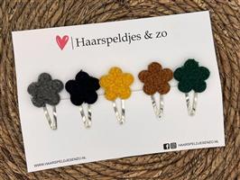 Haarspeldje Teddy setje 3 - pluizig - bloemetjes — 5 cm speldjes